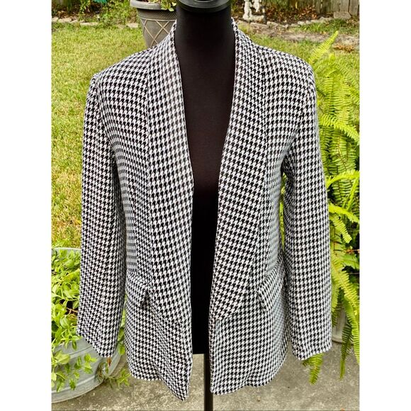 Woman’s SHEIN SZ M Houndstooth Pattern Open-Faced Long Sleeve Blazer - Picture 8 of 8